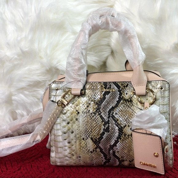 Calvin Klein Animal Print Liquid Python Multi-tone Satchel - Picture 9 of 9